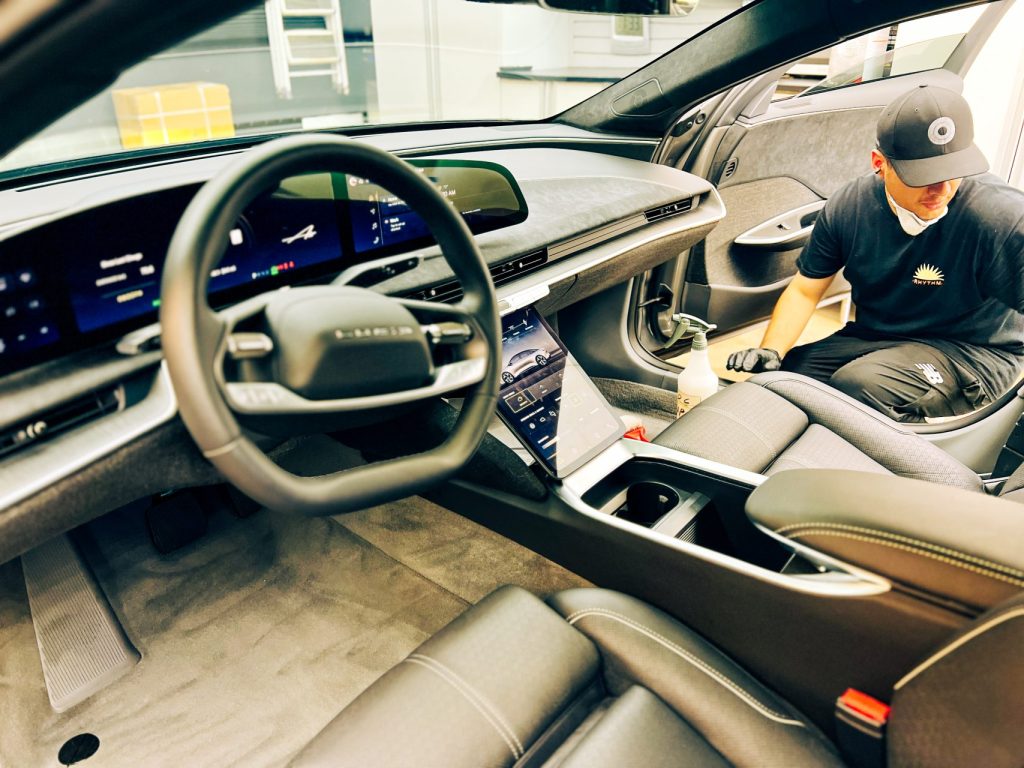 interior of audi beingdetailed
