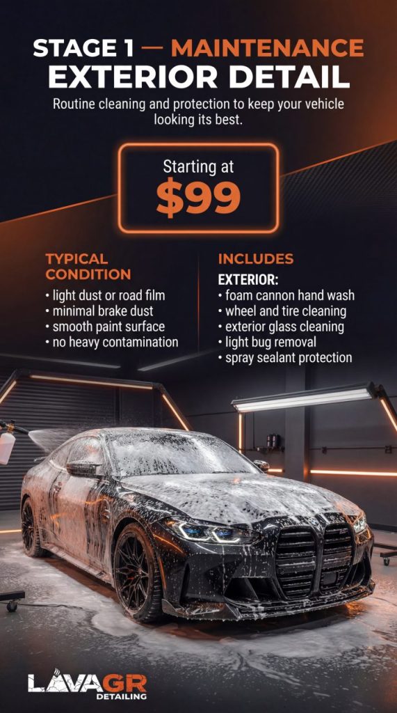 maintenance exterior detailing grand rapids mi foam cannon wash and wheel cleaning service