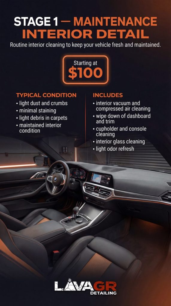 maintenance interior detailing Grand Rapids MI cleaning car interior light cleaning service Wyoming Michigan